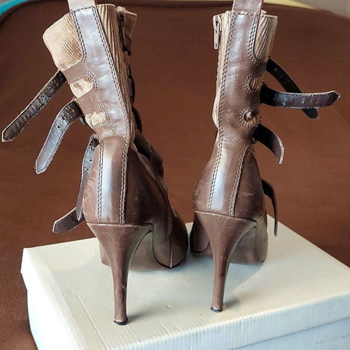 Vintage ankle boots size 40, beige and brown