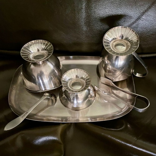 Silver-plated vintage serving set used