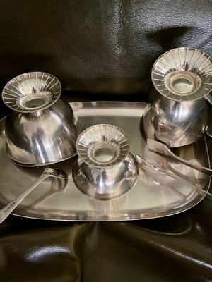Silver-plated vintage serving set used