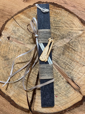 Handmade aromatic flat candle 29 x 3.5cm Pontian lyra on wood