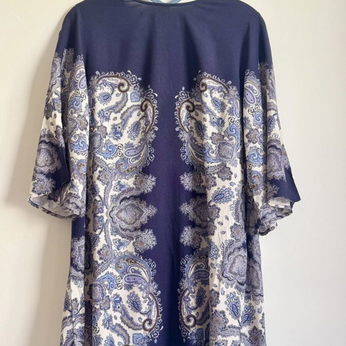 H&M Paisley Boho Dress Navy Blue Size M Excellent Condition