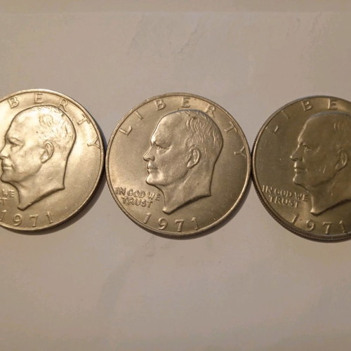 US Dollar Coins used, set of 3 from 1971