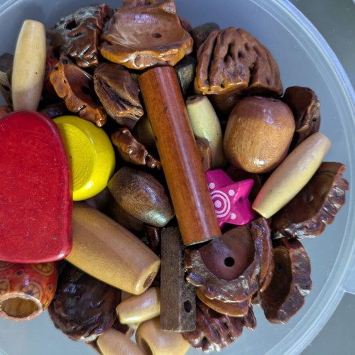 Various plastic beads used