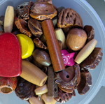 Various plastic beads used
