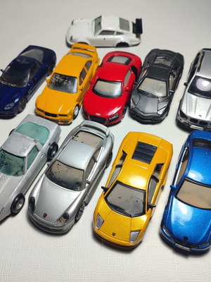 Burago model cars used, pack of 10, Porsche BMW Audi Corvette Lamborghini