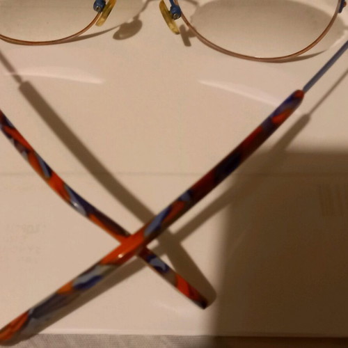 Prada blue eyeglass frame used with -3 diopter lenses