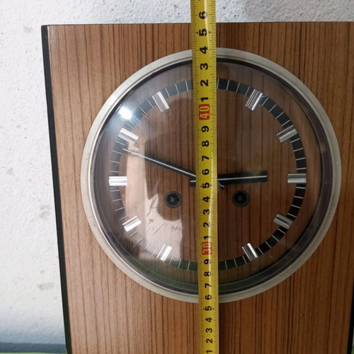 Wooden wall clock used, dimensions 45x25 cm