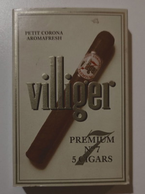 Empty pack of 5 Villiger PREMIUM No 7 cigars used