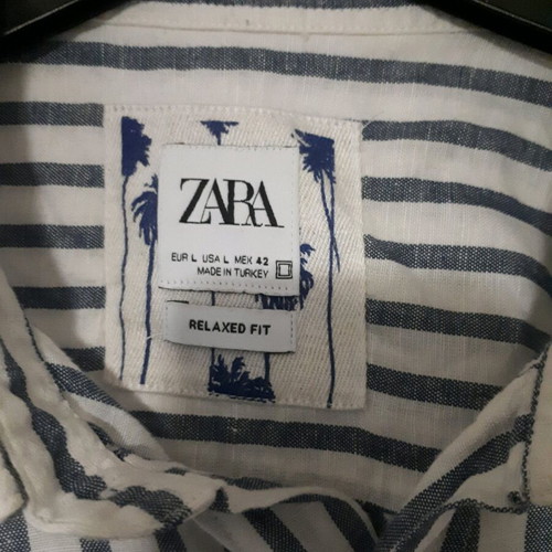 Men's striped Zara shirt size L like new, blue white