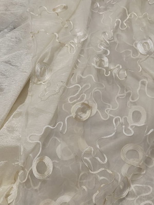 Curtain like new, satin and muslin fabric, beige champagne color