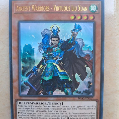 YUGIOH Ancient Warriors - Virtuous Liu Xuan IGAS-EN011 Ultra Rare κάρτα καινούργια