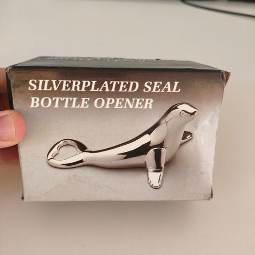 Vintage 1980s Silverplated Seal Bottle Opener new in packaging