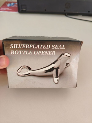 Vintage 1980s Silverplated Seal Bottle Opener new in packaging