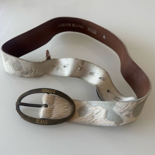 Emporio Armani Jeans leather belt used, pony skin texture, size 85