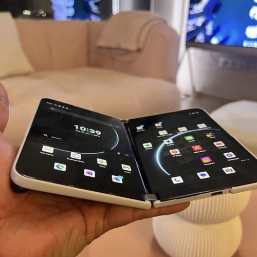 Microsoft Surface Duo 2 foldable phone used, white, 128GB with pen and charging case