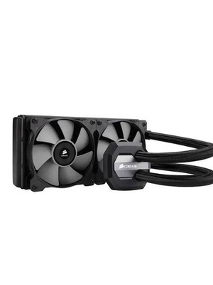 Corsair Hydro H100i v2 CPU liquid cooler used, dual 120mm fans for Socket 115x
