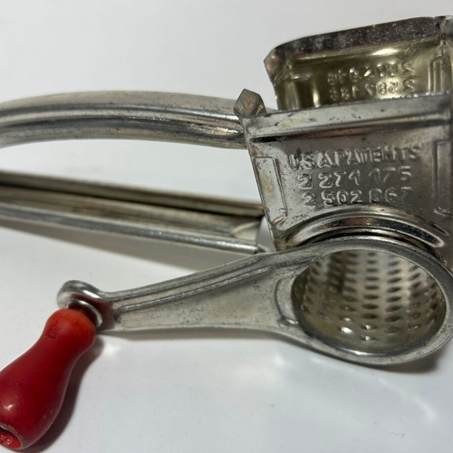Antique Mouli Grater with Red Wooden Handle like new
