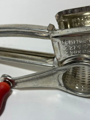Antique Mouli Grater with Red Wooden Handle like new