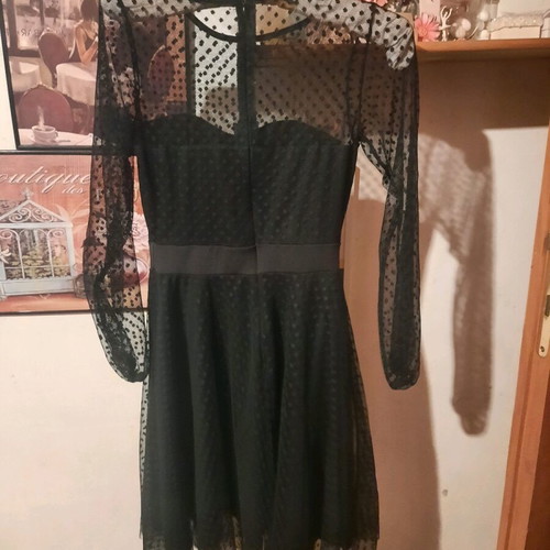 Black evening dress Pink Woman like new with lace