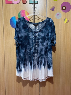 Boho blouse used, white and blue, one size