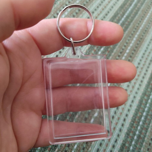 Plexiglass keychain with photo holder, transparent