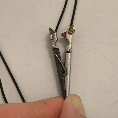 Handmade Silver 925 Clothespin Pendant Necklace with Black Cord