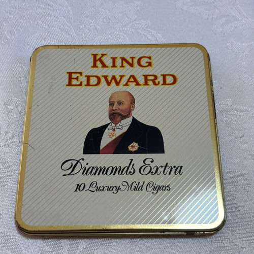 King Edward "Diamonds Extra" metal cigar box used
