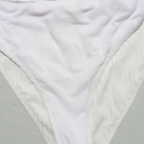 High-waisted bikini bottom, white, draped waistband