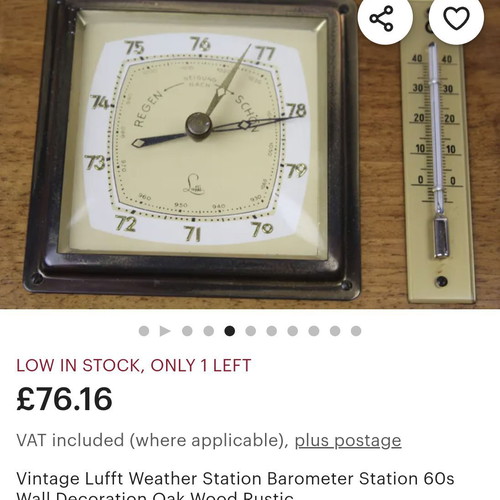 Lufft Barometer and Thermometer like new, vintage weather station from the 60s