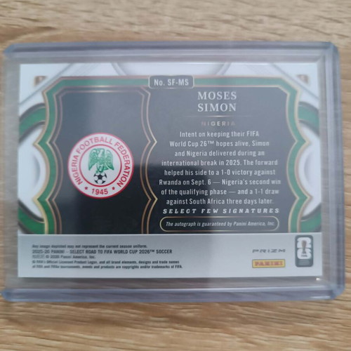 Moses Simon Panini 2025-26 Select Road to FIFA WC 2026 autograph