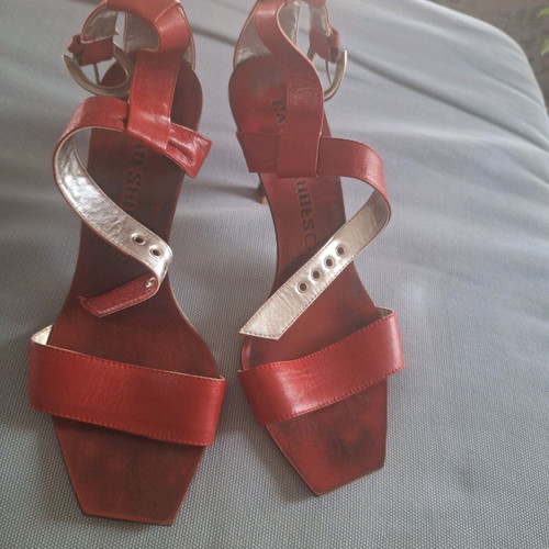 Carad Shoes red sandals used, 8cm heel size 38