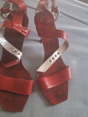 Carad Shoes red sandals used, 8cm heel size 38