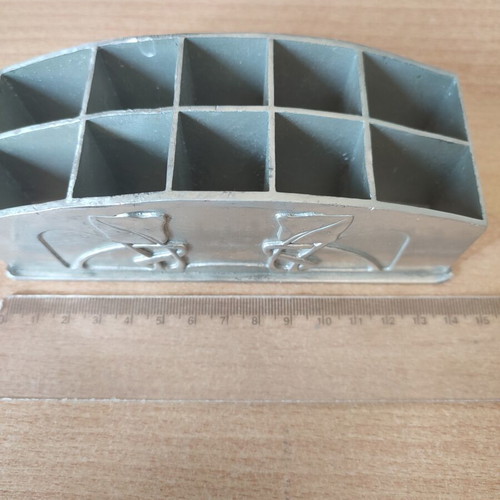Royal Selangor Pewter pencil holder with Art Nouveau floral design