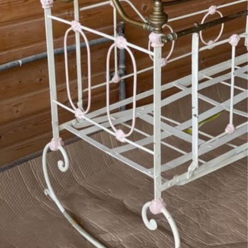 Antique brass baby cradle used, collectible decor