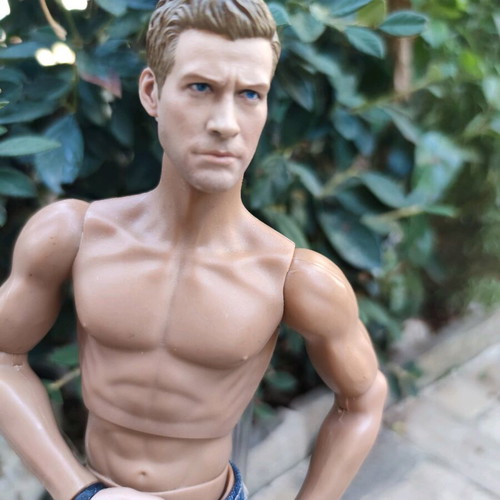 Ken Action Figure Doll with Articulated Body and Handmade Jeans