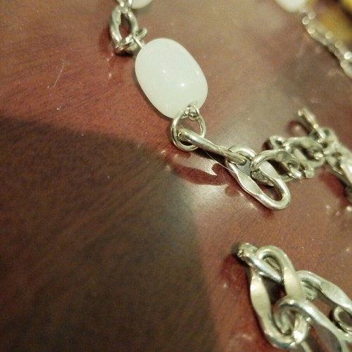 Long necklace chain like new with white pearly beads