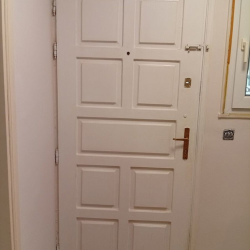 White wooden exterior door