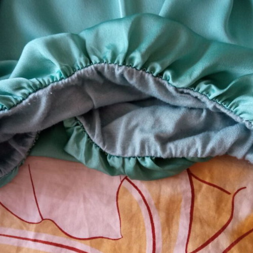 Satin blouse with gathers, mint green