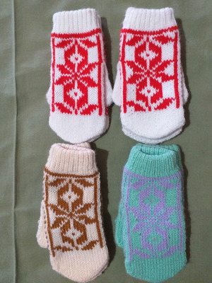 Vintage βρεφικά-παιδικά γάντια, σετ 4 ζευγαριών