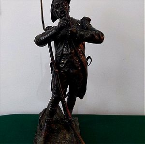 Γαλλικό μπρούτζινο άγαλμα 19ου αιώνα του H.Dumaige Grenadier στρατιώτης