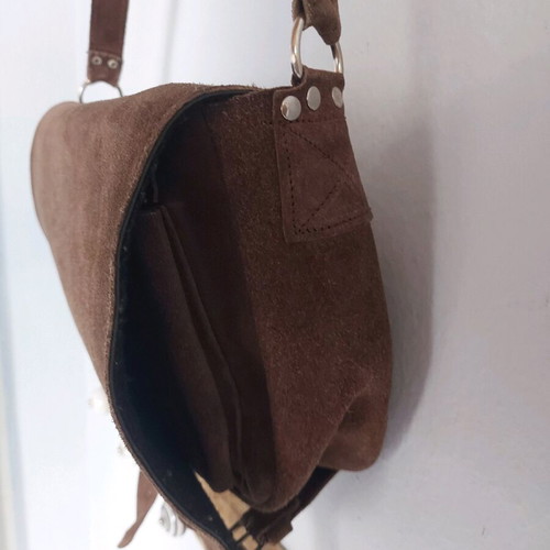 Messenger bag crossbody used 100% leather castor brown