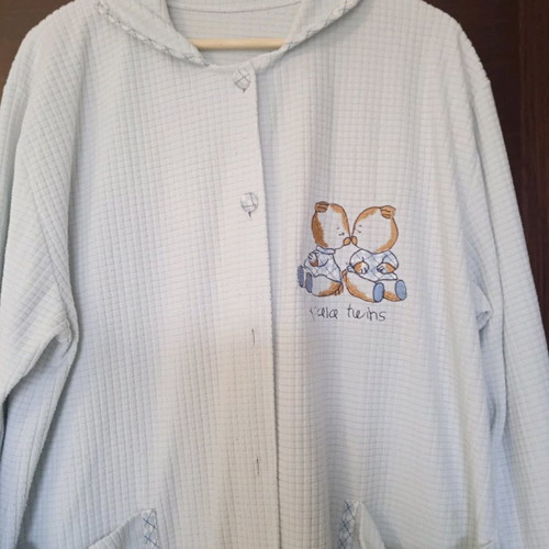 Women's robe used, blue with buttons and pockets