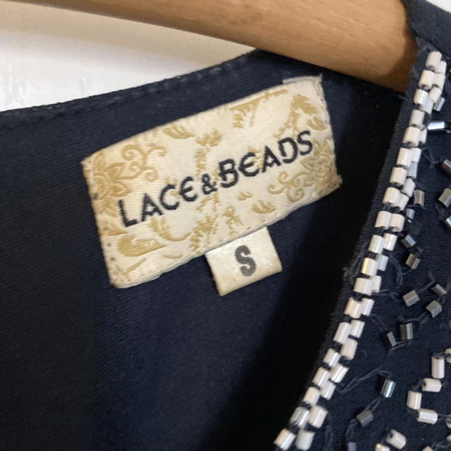 Lace&Beads midi dress with beads and sequins, new, blue-white