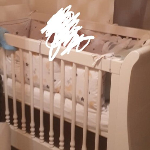 Baby cot convertible to preteen bed with Grecostrom mattress