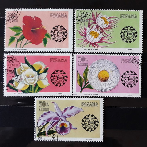Panama 1966 stamps, flowers, Chamber of Commerce 50th anniversary set (5)