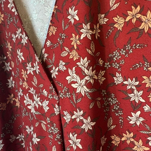 Mango autumn dress like new, loose floral brick color