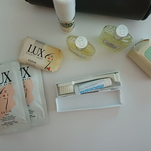 Vintage British Airways First Class Amenity Kit with Christian Dior products like new