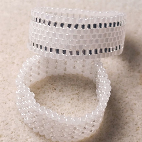 Set of 3 rings with miyuki beads and steel elements, new