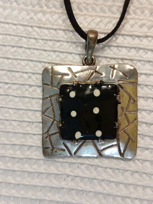 Artistic pendant with embossed silver decoration like new