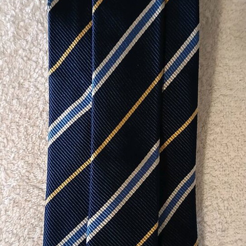Emilio Corali men's tie dark blue striped 100% silk like new